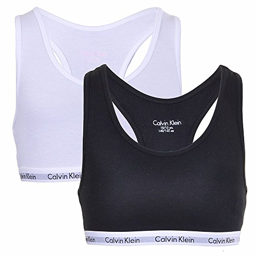 Calvin Klein Mädchen 2er Pack BH Bralettes Stretch , Mehrfarbig (White/Black), 12-14 Jahre von Calvin Klein