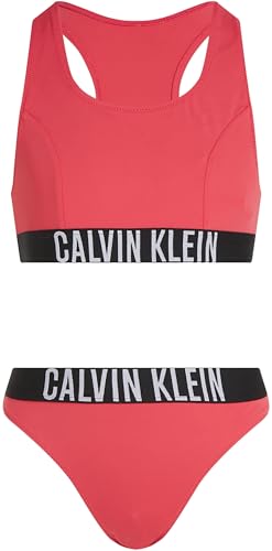 Calvin Klein Mädchen Bikini Bralette Set mit Logobund, Rot (Deep Crimson Fruit), 10-12 Jahre von Calvin Klein