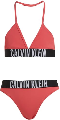 Calvin Klein Mädchen Bikini Triangle Set mit Logobund, Rot (Deep Crimson Fruit), 12-14 Jahre von Calvin Klein