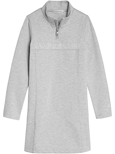 Calvin Klein Mädchen Kleid Stehkragen Shadow Mock Neck Punto Dress 12 Jahre Grau von Calvin Klein