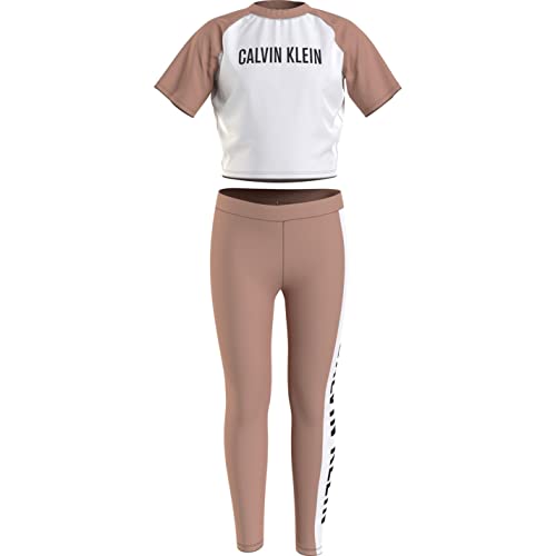 Calvin Klein Mädchen Knit Pj Set (Ss & Legging) G80G800582 Pyjamas, Rosa (Pinkmocha/W/Pvhwhite), 14-16 Jahre von Calvin Klein