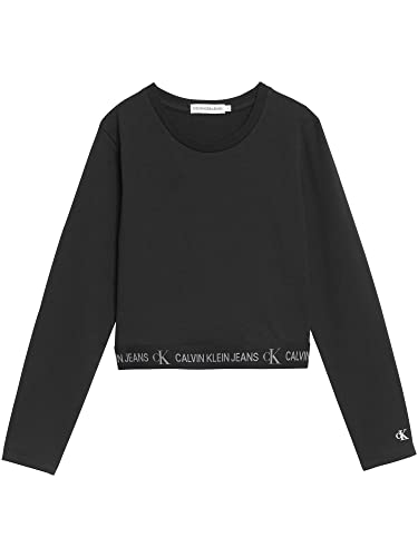 Calvin Klein Mädchen Langarm Shirt Logo Tape LS Top IG0IG01299 Schwarz 16 Jahre von Calvin Klein