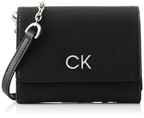 Calvin Klein Mädchen RE-Lock Trifold MD W/Chain K60K611458 Geldbörsen, Schwarz (Ck Black) von Calvin Klein