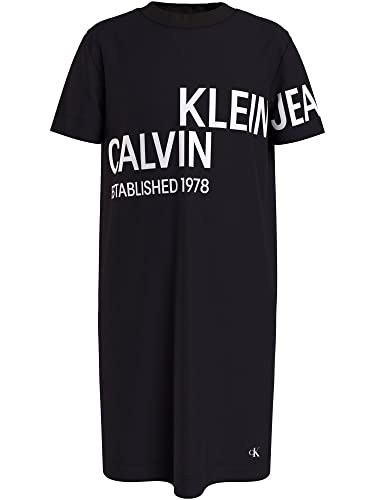 Calvin Klein Mädchen T-Shirt Kleid Kurzarm Inst Hero Logo SS Dress Schwarz 16 J. von Calvin Klein