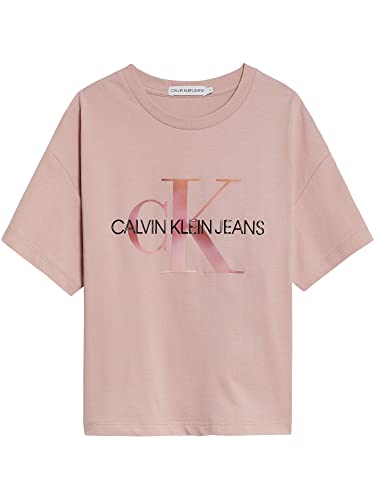 Calvin Klein Mädchen T-Shirt Kurzarm Distorted Monogram Rosa 8 Jahre von Calvin Klein