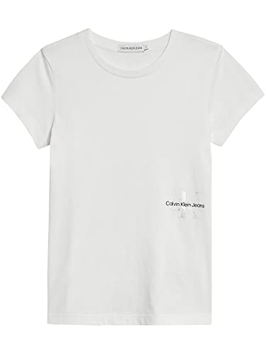 Calvin Klein Mädchen T-Shirt Kurzarm Monogram Off Placed T-Shirt Weiß 14 Jahre von Calvin Klein