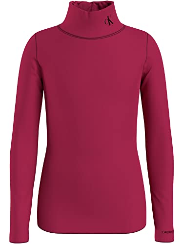 Calvin Klein Mädchen T-Shirt Langarm Monogram LS Roll Neck Top Pink 12 Jahre von Calvin Klein