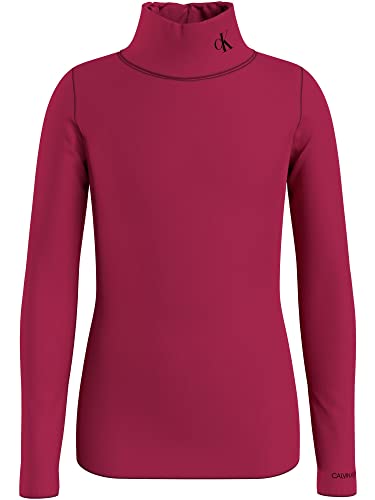 Calvin Klein Mädchen T-Shirt Langarm Monogram LS Roll Neck Top Pink 14 Jahre von Calvin Klein