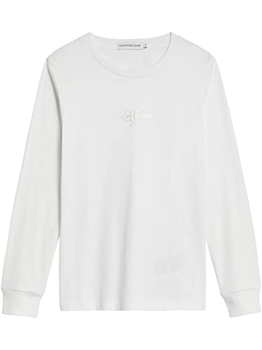 Calvin Klein Mädchen T-Shirt Langarm Monogram Outline LS T-Shirt Weiß 10 Jahre von Calvin Klein