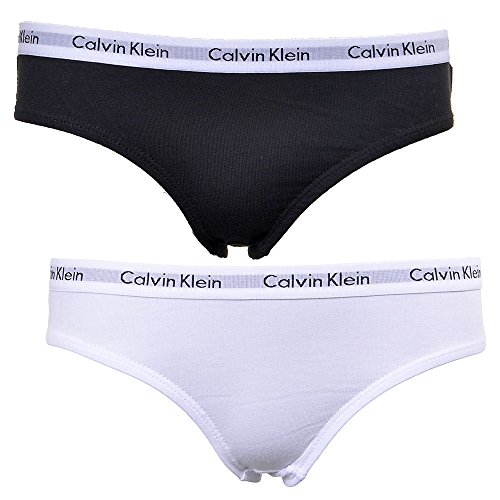 Calvin Klein Mädchen Unterhose 2PK Bikini, Schwarz (WHITE/BLACK 908), 8-10 Jahre (Herstellergröße: M) von Calvin Klein