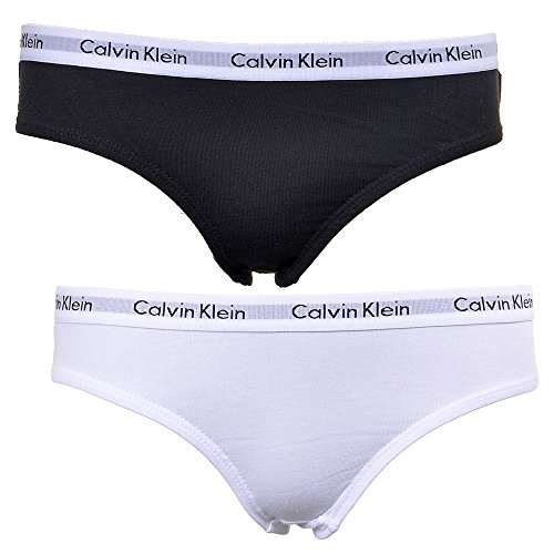 Calvin Klein Mädchen 2er Pack Slips Bikini Form Baumwolle mit Stretch, Mehrfarbig (White/Black), 10-12 Jahre von Calvin Klein