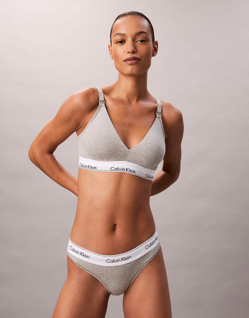 Calvin Klein Maternity - Icon Cotton Modal - Umstandsmode - Leicht gefüttertes Triangel-Bralette in Grau von Calvin Klein