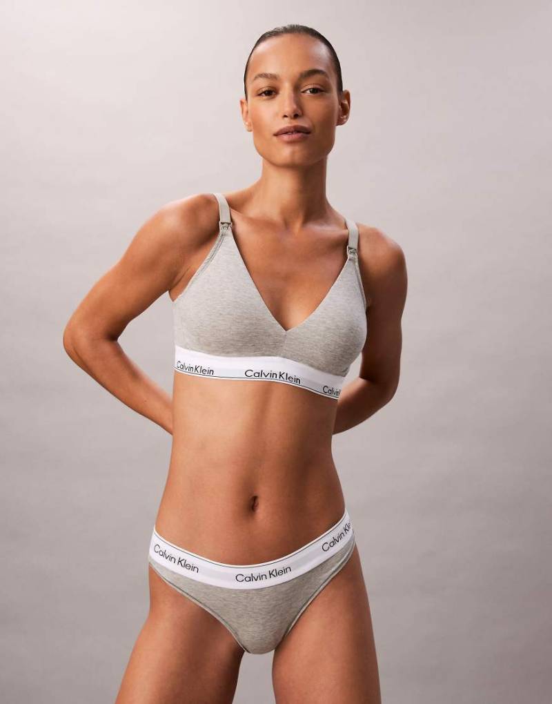 Calvin Klein Maternity - Icon Cotton Modal - Umstandsmode - Leicht gefüttertes Triangel-Bralette in Grau von Calvin Klein
