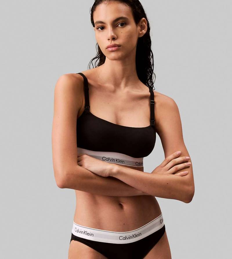 Calvin Klein - Modern Cotton - Still-Bustier in Schwarz mit U-Ausschnitt und Logo-Zierband von Calvin Klein