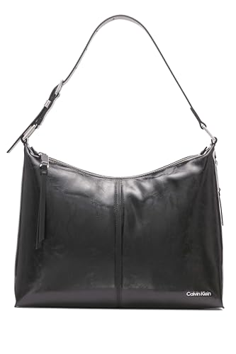 Calvin Klein Max Top Zip Hobo Schultertasche, Schwarz/Silber, Einheitsgröße von Calvin Klein