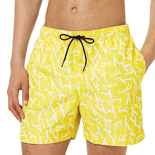 Calvin Klein Herren Badehose Lang, Gelb (Yellow Allover 02), S von Calvin Klein