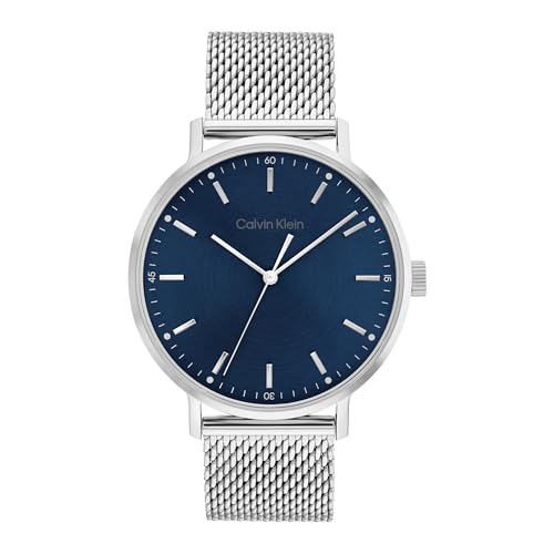 Calvin Klein Analog Quarzuhr für Herren Kollektion MODERN MESH mit Silbernes Edelstahl-Mesh-Gliederarmband - 25200045 von Calvin Klein