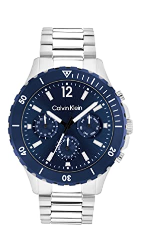 Calvin Klein Multi Zifferblatt Quarz Uhr für Herren mit Silbernes Edelstahlarmband - 25200115 von Calvin Klein