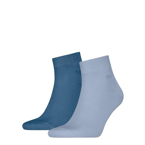 Calvin Klein Men's Quarter Sock, Blue Combo, 39/42 (2er Pack) von Calvin Klein