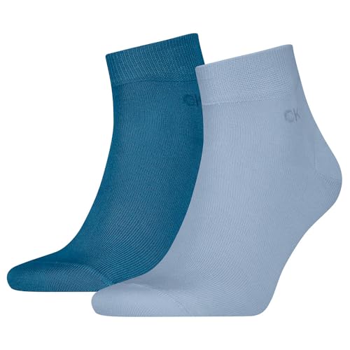 Calvin Klein Men's Quarter Sock, Blue Combo, 43/46 (2er Pack) von Calvin Klein