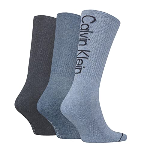 Calvin Klein Herren Crew Socken, Marineblau, Einheitsgröße (3er Pack) von Calvin Klein