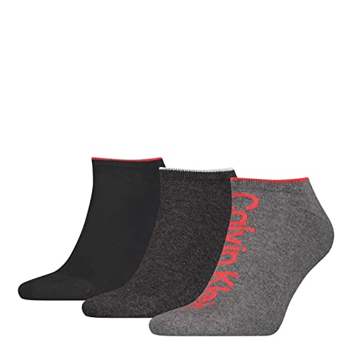 Calvin Klein Herren Sneaker Socken, Grau/Rot, Einheitsgröße (3er Pack) von Calvin Klein