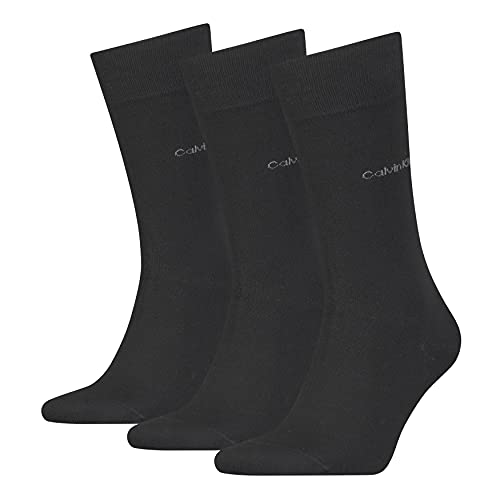 Calvin Klein Herren Classic sock Calvin Klein Combed Flat Knit Men's Crew Socks 3 Pack, Schwarz, Einheitsgröße von Calvin Klein