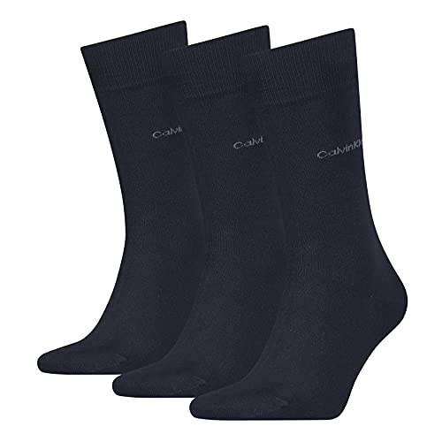 Calvin Klein Herren Classic sock Calvin Klein Combed Flat Knit Men's Crew Socks 3 Pack, Navy, Einheitsgröße von Calvin Klein