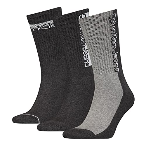 Calvin Klein Herren Crew Sock Calvin Klein Jeans Athleisure Men's Crew Socks 3 Pack, dark grey melange, Einheitsgröße von Calvin Klein