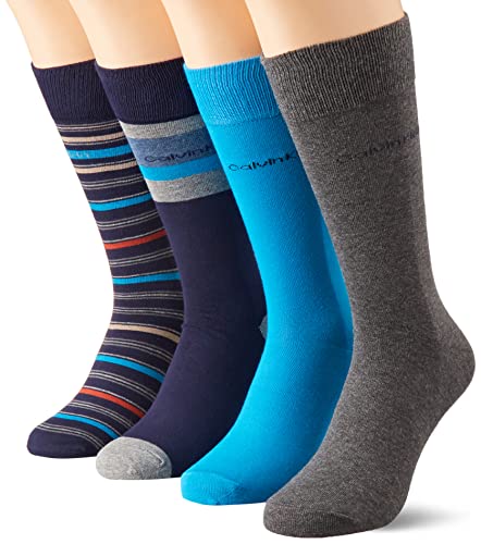 Calvin Klein Herren Classic sock Calvin Klein Multi-pattern Men's Crew Socks Gift Box 4 Pack, peacoat, Einheitsgröße von Calvin Klein