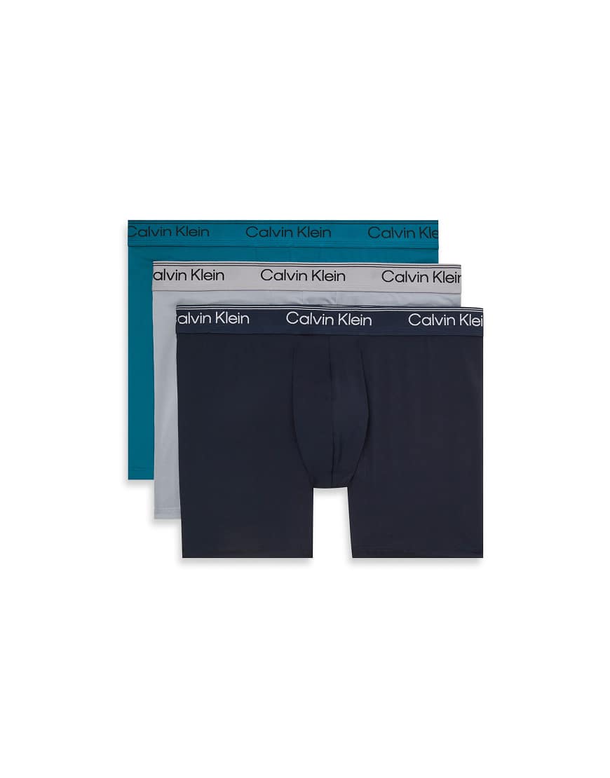 Calvin Klein - Micro Stretch - 3er-Pack Boxer-Slips in Schwarz/Petrol/Grau-Bunt von Calvin Klein