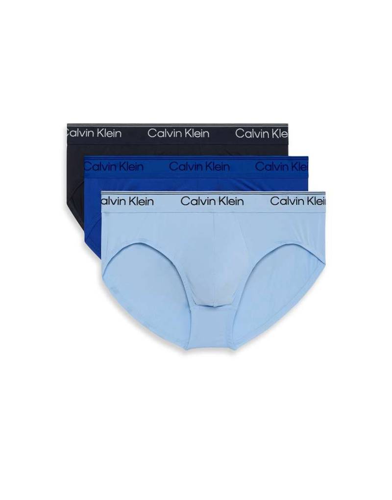 Calvin Klein - Micro Stretch - 3er-Pack hüfthohe Slips in Marineblau/Kobaltblau/Hellblau-Bunt von Calvin Klein