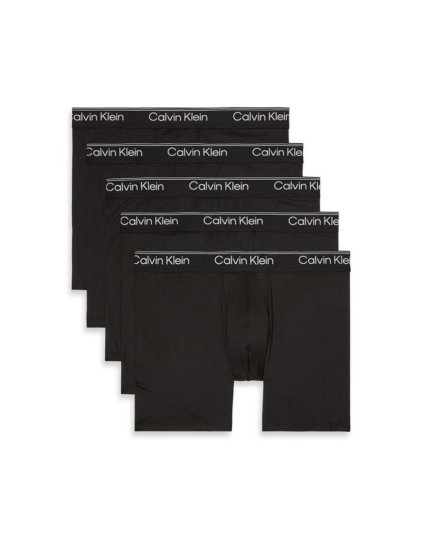 Calvin Klein - 5er-Pack elastische Mikro-Boxershorts in Schwarz-Bunt von Calvin Klein
