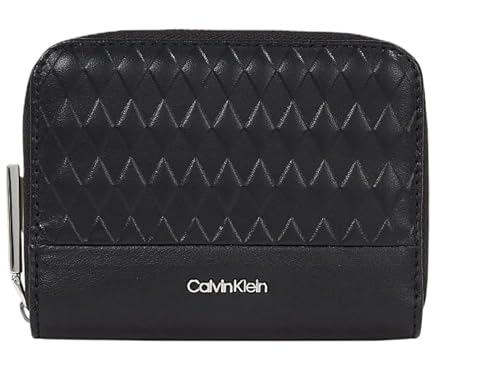 Calvin Klein Mini Line Quilt Zip Around Wallet CK Black von Calvin Klein