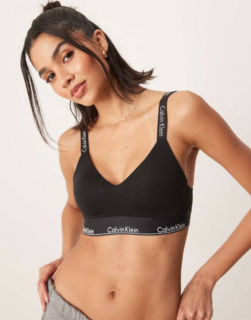 Calvin Klein - Modern Cotton - Leicht gefüttertes Bustier in Schwarz mit Logoband von Calvin Klein