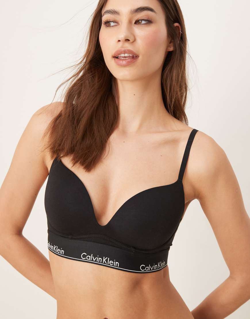 Calvin Klein - Modern Cotton - Push-up-BH in Schwarz mit tiefem Ausschnitt-Blau von Calvin Klein