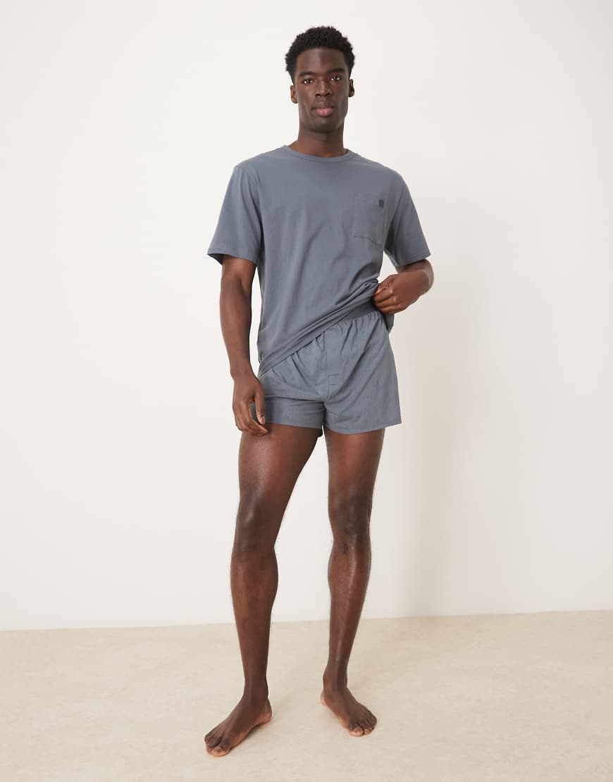 Calvin Klein - Modern Cotton - Lounge-Set in Blaugrau aus T-Shirt und Boxershorts von Calvin Klein