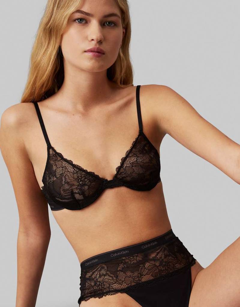 Calvin Klein - Modern Lace - Ungefütterter Halbschalen-BH in Schwarz mit Bügel von Calvin Klein