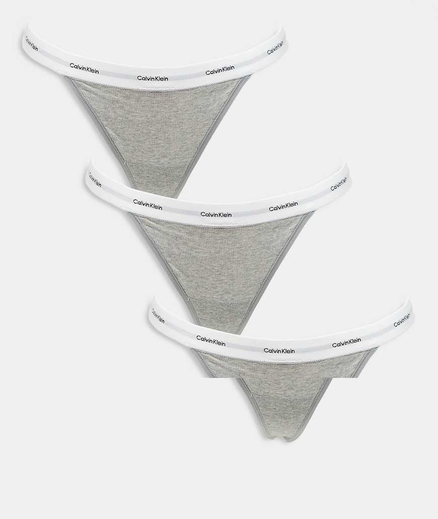 Calvin Klein - Modern Logo - 3er-Pack Tangas in Schwarz-Bunt von Calvin Klein