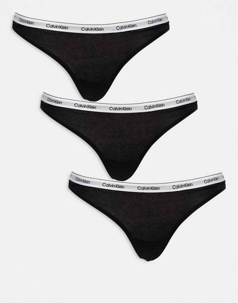 Calvin Klein - Modern Logo - 3er-Pack Tangas in Schwarz von Calvin Klein