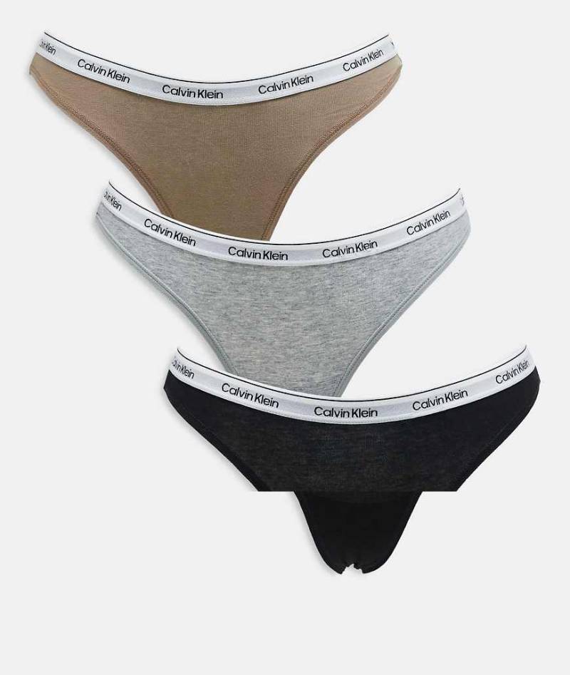 Calvin Klein - Modern Logo - 3er-Pack Tangas in verschiedenen Farben mit Logobund-Bunt von Calvin Klein