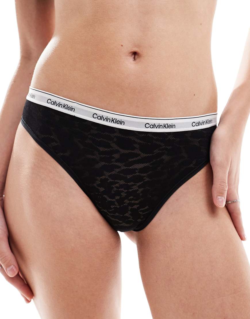 Calvin Klein - Modern Logo - Brasilianischer Slip aus Spitze in Schwarz von Calvin Klein