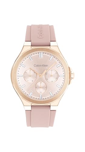 Calvin Klein Multi Zifferblatt Quarz Uhr für Damen Kollektion Vibrancy mit Blush Silikonarmband - 25100108 von Calvin Klein