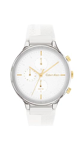 Calvin Klein Multi Zifferblatt Quarz Uhr für Damen mit Weisses Silikonarmband - 25200244 von Calvin Klein