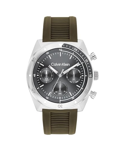 Calvin Klein Multi Zifferblatt Quarz Uhr für Herren Kollektion CK Flex mit Grünes Silikonarmband - 25200469 von Calvin Klein