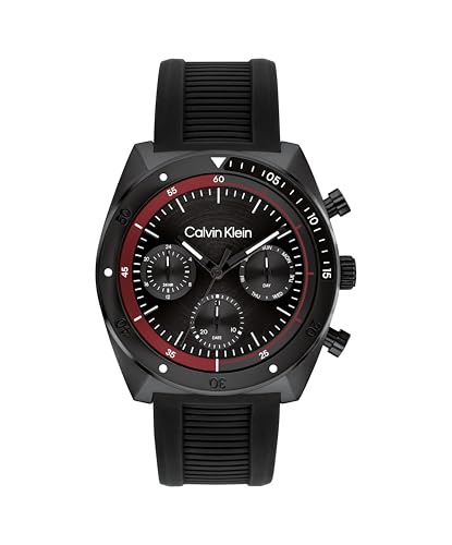 Calvin Klein Multi Zifferblatt Quarz Uhr für Herren Kollektion CK Flex mit Schwarzes Silikonarmband - 25200467 von Calvin Klein