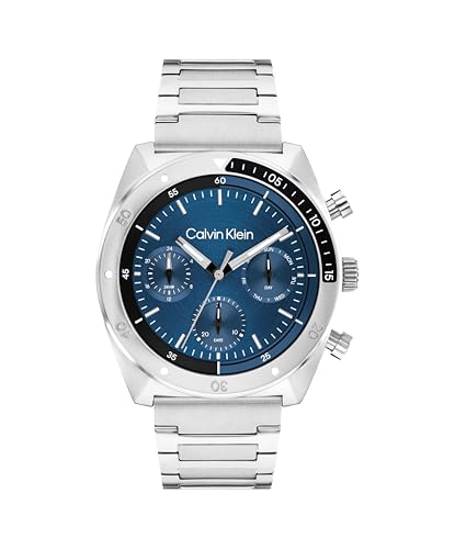 Calvin Klein Multi Zifferblatt Quarz Uhr für Herren Kollektion CK Flex mit Silbernes Edelstahlarmband - 25200464 von Calvin Klein