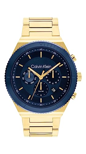 Calvin Klein Multi Zifferblatt Quarz Uhr für Herren mit Gelbgoldfarbenes Edelstahlarmband - 25200302 von Calvin Klein