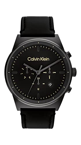 Calvin Klein Multi Zifferblatt Quarz Uhr für Herren mit Schwarzes Lederarmband - 25200298 von Calvin Klein