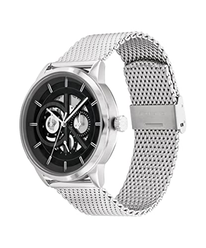 Calvin Klein Multi Zifferblatt Quarz Uhr für Herren mit Silbernes Edelstahl-Mesh-Gliederarmband - 25200213 von Calvin Klein